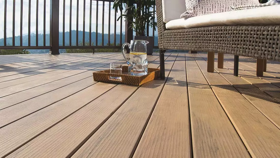 Closeup of Decking Boards of Backyard Deck